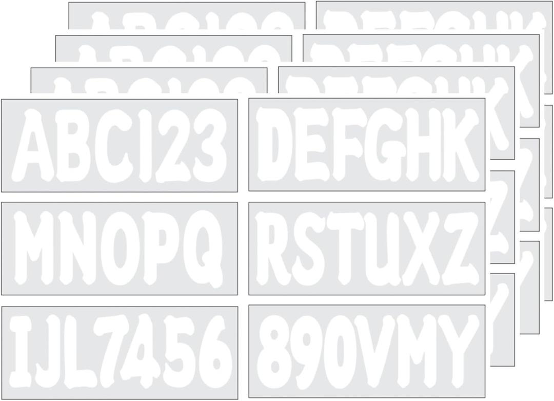 4 Sets 3" Alpha-Numeric Registration Identification Numbers Stickers for Boat Car Mailboxes Window Door Signs Address Number Waterproof Decor White