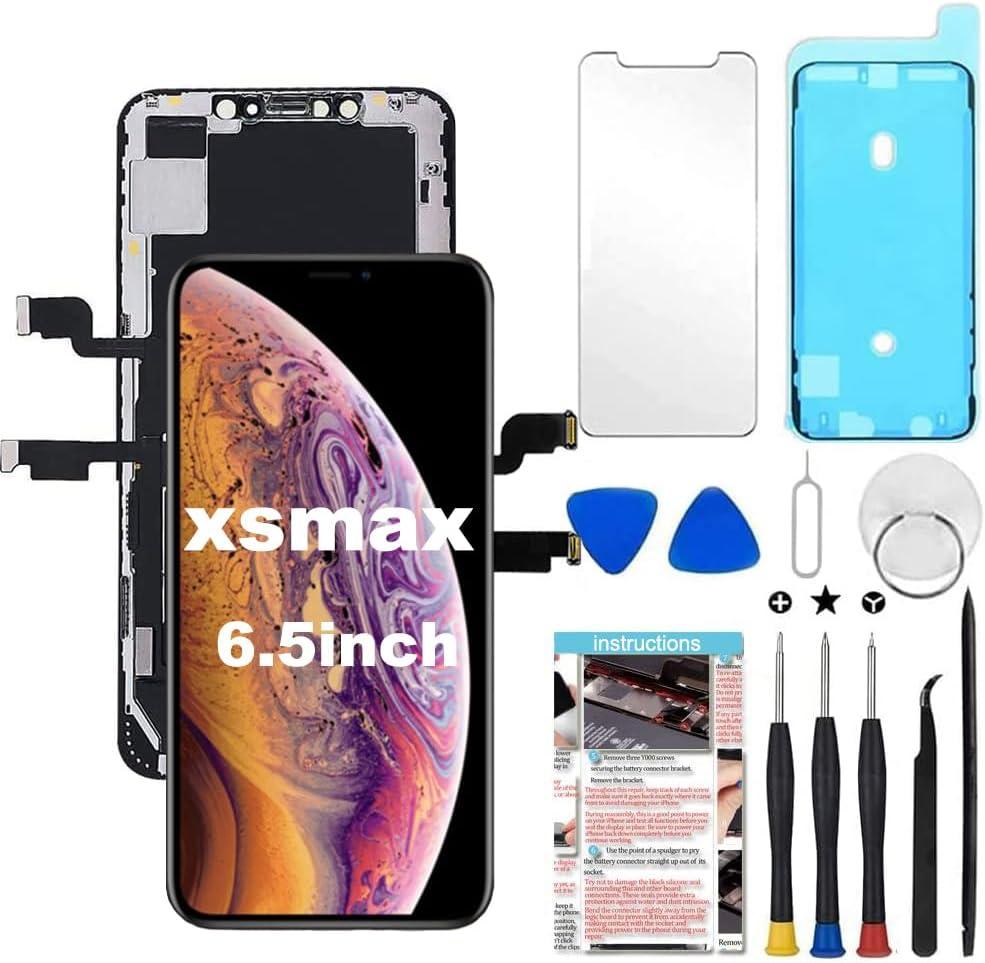 for iPhone Xs Max Screen Replacement 6.5 inch, 3D Touch LCD Screen Display Digitizer Assembly with Complete Repair Tools, Compatible with Model A1921, A2101, A2102, A2103, A2104