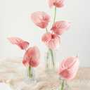 Ling's moment Artificial Anthurium Plants, 8pcs Shabby Blush Silk Filler Flower, Pink Faux Greenery Stems for DIY Wedding Bouquets Centerpieces Arrangements Bridal Shower Party Home Decorations