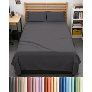 Full XL Bed Sheet - 4 Piece Full XL Bed Sheets Set - Soft, Breathable & Cooling - Hotel Luxury Bedding for Women, Men, Kids, Teens, Boys & Girls - Deep Pockets, Comfy, Fade & Wrinkle Free - Dark Grey