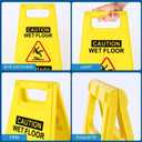 2-Pack Caution Wet Floor Sign,17.5" Height,Bright Yellow Double-Sided Folding A-Shaped Frame Design, Bilingual Caution Message