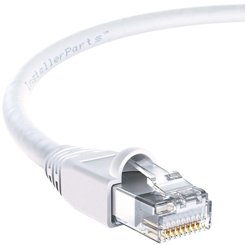 InstallerParts Ethernet Cable CAT6A Cable UTP Booted 50 FT - White - Professional Series - 10Gigabit/Sec Network/High Speed Internet Cable, 550MHZ