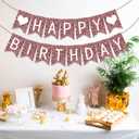 Meanplan 124 Pcs DIY Letter Banner Glitter Customizable Banner Reusable Happy Birthday Party Decor Including 110 Letters and Numbers 5 Rope for Men Women Bunting Shower Birthday Party(Rose Gold)