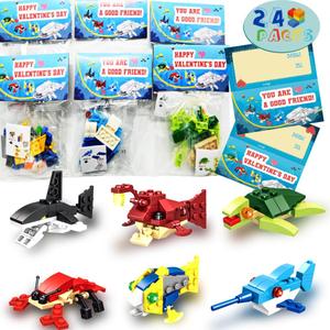 WODMAZ 24 Packs Sea Animal Building Blocks, Ocean Building Toys Set for Goodie Bags Stuffer Classroom Prizes Building Set, Kids Birthday Gifts Easter Party Favors