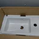 White Wall Mounted Ceramic Bathroom Sink, 18" x 10" Floating Vessel Sink