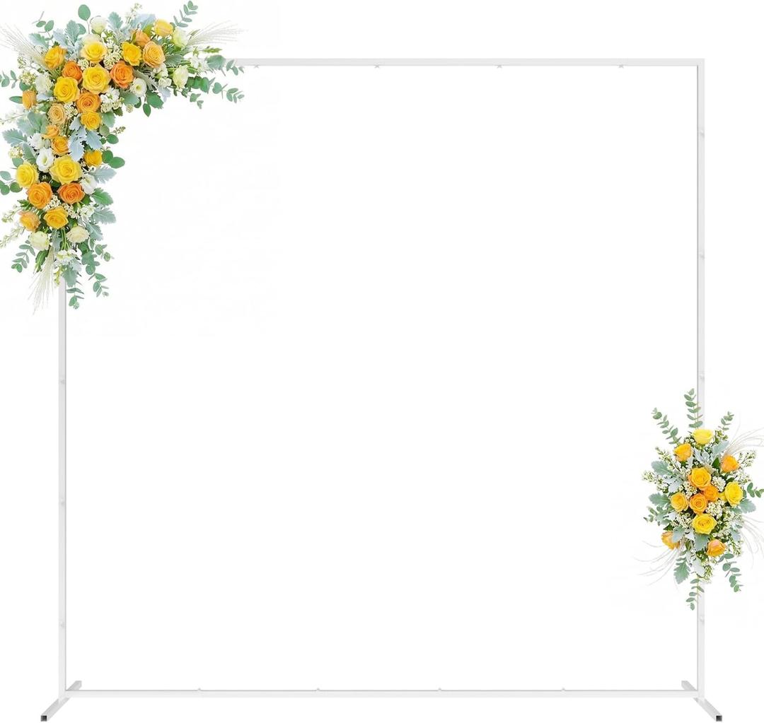 Wedding Arch Backdrop Stand 6.6x6.6 FT Square Wedding Arches for Ceremony White Metal Arch Stand for Wedding Bridal Shower Birthday Party Garden Floral Wedding Arbor Anniversary Event Decor