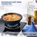 Moroccan Tagine for Cooking: Enameled Cast Iron Cooking Pot, Slow Cooker, Classic Kitchen Cookware, Tajine with Ceramic Cone-Shaped Closed Lid, 3.3 QT, Blue