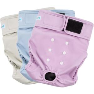 Paw Legend Washable Reusable Female Dog Period Diapers for Heat Doggie Puppy Diapers for Female Dogs (3 Pack, Large) (Large (17.5''-27'' Waist), Yellow, Pink, Purple)