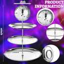 Layhit Disco Cupcake Stand 3 Tier Silver Glitter Metal Cake Holder Reusable Disco Table Decorations for Party Birthday Bachelorette Disco Ball Platterdessert Centerpiece Supply