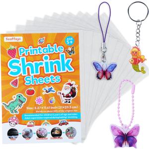 12 Sheets Printable Shrink Paper Sheets Plastic for Inkjet Printer, Shrink Art Paper for Crafts DIY Keychain Making, Mother's Day, Father's Day Gifts (Semitransparent, 8.27 x 11.61 inch)