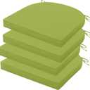 Outdoor Chair Cushions Set of 4, 17x16x2 Inch Patio Furniture Cushions, Water Resistant, Non-Slip Ties (Grass Green)
