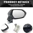 Right Passenger Side Mirror Compatible with Toyota Corolla 2020 2021 2022 2023 2024 Power Glass Manual Folding Turn Signal Indicator Blind Spot Detection Heated 7 Pins Black