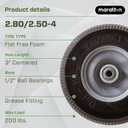 Marathon 00026 Flat Free 2.80/2.50-4 Tire and Wheel Assembly, 3 Centered Hub, 1/2 Ball Bearings, Replacement Tire for Casters, Utility Carts and Other Equipment, Easy Install Assembly