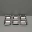 Uxcell 3 Pack Stainless Steel Sauce Dish Dipping Bowls with 3 Compartment Divided, Metal Seasoning Plate Dipping Bowl for Serve Appetizers, Snacks, Sauce, or Dressing, Silver