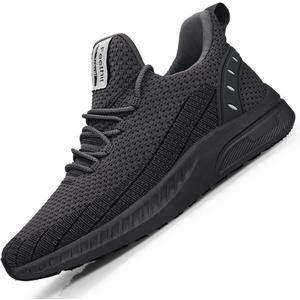 Feethit Mens Slip On Walking Shoes Blade Tennis Shoes Non Slip Running Shoes Lightweight Workout Shoes Breathable Mesh Fashion Sneakers (Black) Size 46