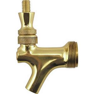 Draft Warehouse 4933GSS Polished Brass Beer Faucet with Brass Lever, Chrome