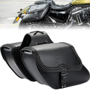 KEMIMOTO Motorcycle Saddlebags, Synthetic Leather Side Bag with Lock, 28L Waterproof Double Strap Studded Slant Saddle Bags Avoiding the Turn Signal for Sportster, Black