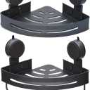 2Pack Suction Cup Corner Shelf, No Drill Bathroom Wall Mounted Organizer, Space Saving Triangle Shower Caddy for Toiletries Soap Shampoo Cosmetics grey, Missing hooks