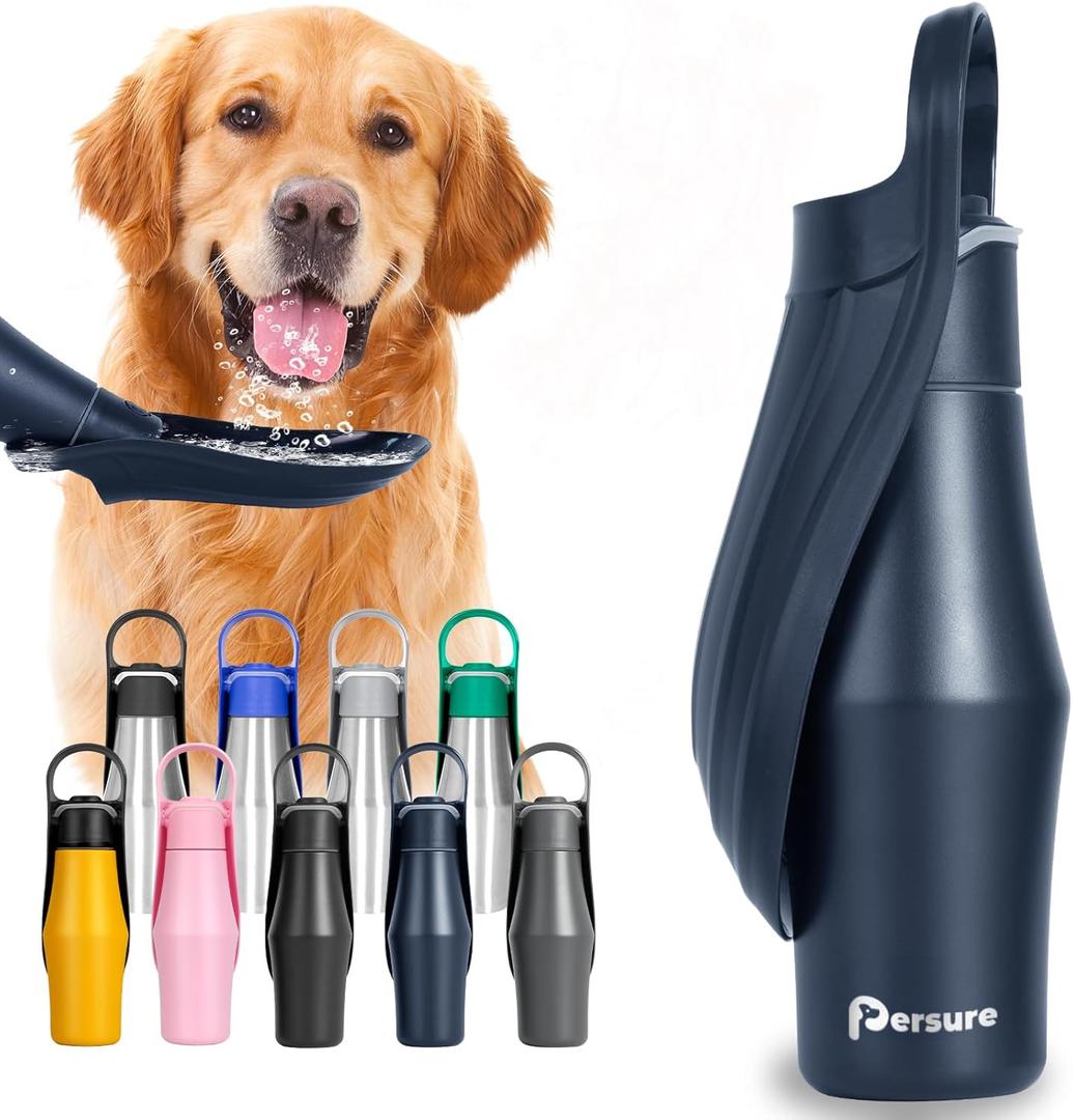 27 OZ Dog Water Bottle Portable Stainless Steel Convenient Pet Water Dispenser, Leak Proof Puppy Travel Water Bowl for Dog Outdoor Walking, Hiking, Perfect Size for All Dog Breeds, Whole Blue (1-Pack)