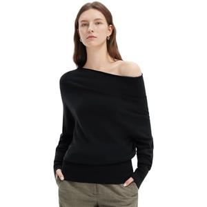 SUUKSESS Women Cashmere Oversized Off Shoulder Pullover Sweater Batwing Knit Top M