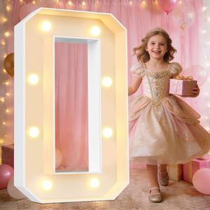 Pooqla 3FT Marquee Light Up Letters, LED Letters Big Mosaic Marquee Letters 3 Feet Tall, Giant Letter Sign for Balloons Birthday Anniversary Wedding Party Decoration, Warm White Letter O