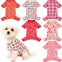 6 Pcs Valentine's Day Dog Pajamas, Holiday Dog Pajamas Jumpsuit for Small Medium Boy Girl Puppy Winter Pet Clothes (S)