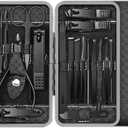 FANTEXY Nail Clippers Set, 19pcs Manicure Kit & Pedicure Set, Professional Toenail Clipper Cutters for Men and Women Nail Trimmer, Stainless Steel Nail Care Tools, Black