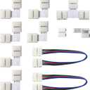 MYPLUS 5050 4Pin LED Strip Lights Connector Kit, Strip to Strip Solderless Connector, 2X LED Strip Jumper, 6X L Shape Connectors, 2X Gapless Connectors, 1 T Shapte Connector
