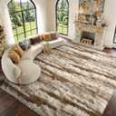 9x12 Extra Large Fluffy Area Rugs Non-Slip for Living Room Tie-Dyed Khaki