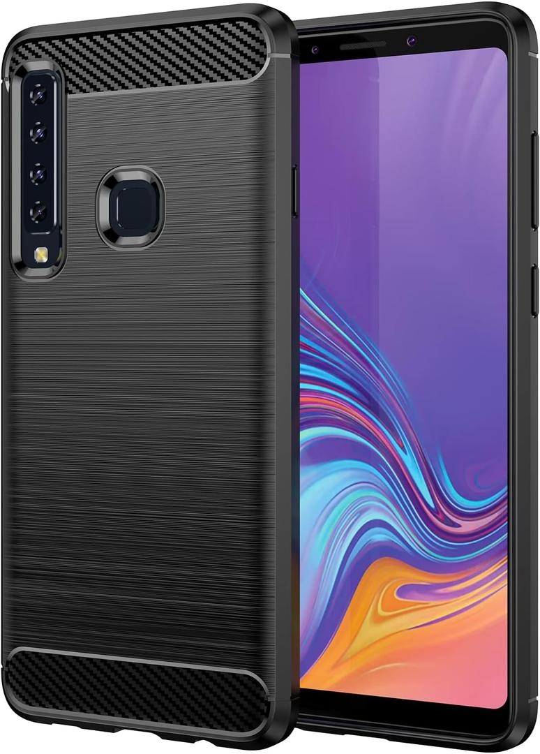 Case for Galaxy A9 2018, Samsung A9s SM-A920 Case, Slim Thin Carbon Fiber TPU Rubber Protective Cases Anti-Scratch Shockproof Cover for Samsung Galaxy A9 (2018) Black