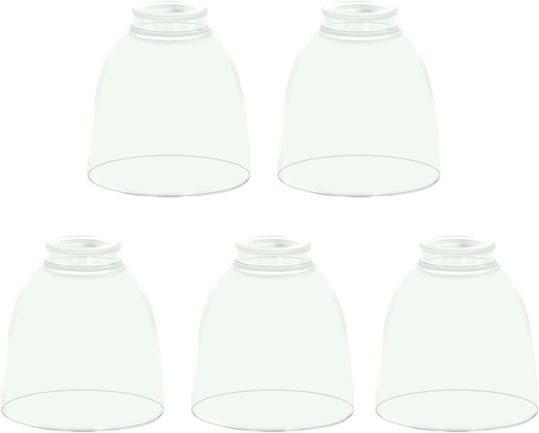 5 Pack Clear Glass Shade Replacements, Ceiling Fan Light Covers Glass Globes Lampshades for Chandelier, 4.92"High, 4.72"Diameter, 1.65 "Fitter, High Transmittance Bell Shaped Glass Shades