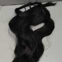 ALXNAN Clip in Long Wavy Synthetic Hair Extension 24 Inch Black 4PCS Thick Hairpieces Fiber Double Weft Hair for Women