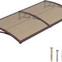 Awning for Door Entrance, 40x80 Inch Awnings for Patio, Durable Polycarbonate Window Awnings Exterior, UV Rain Snow Protection Canopy for House, Porch, Patio, Deck Brown bracket/brown panel, 40x80inch