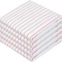 Orange Stripe Cotton Kitchen Towels Set of 5, Durable & Super Absorbent Dishcloths Pack, Classic Stripe Towel Set, Quick Dry Towels for Daily Kitchen Use, Wiping & Drying Dishes
