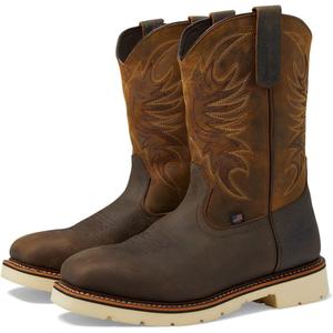 Thorogood American Heritage 11" Square Toe Wellington Leather Work Boots for Men with Slip-Resistant Outsole (Brown, 11.5)