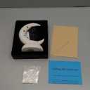 Dog Memorial Gifts for Loss Dog on Moon, Handcrafted Resin Sculpture, Perfect Sympathy Gift for Pet Loss, Home Decor Accent (Matte Black Dog no Led Light)