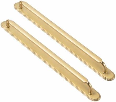Goo-Ki 2 Pack Champagne Bronze Cabinet Handles with Backplate, 12-3/5 Inch Hole Center Kitchen Drawer Pulls with Base Plate Zinc Alloy Solid Hardware