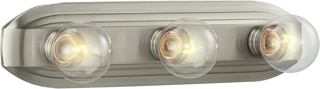 Designers Fountain 3-Lights Melrose Vanity Light Fixture, 18 Inch Wall Mount Sconce for Bathroom, Bedroom or Mirror, Brushed Nickel, 6613-BN