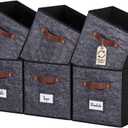 DECOMOMO Storage Bins, Cube Storage Bin with Labels, Fabric Storage Cubes for Shelves (10.5" x 11" / 6pcs, Black Pattern)