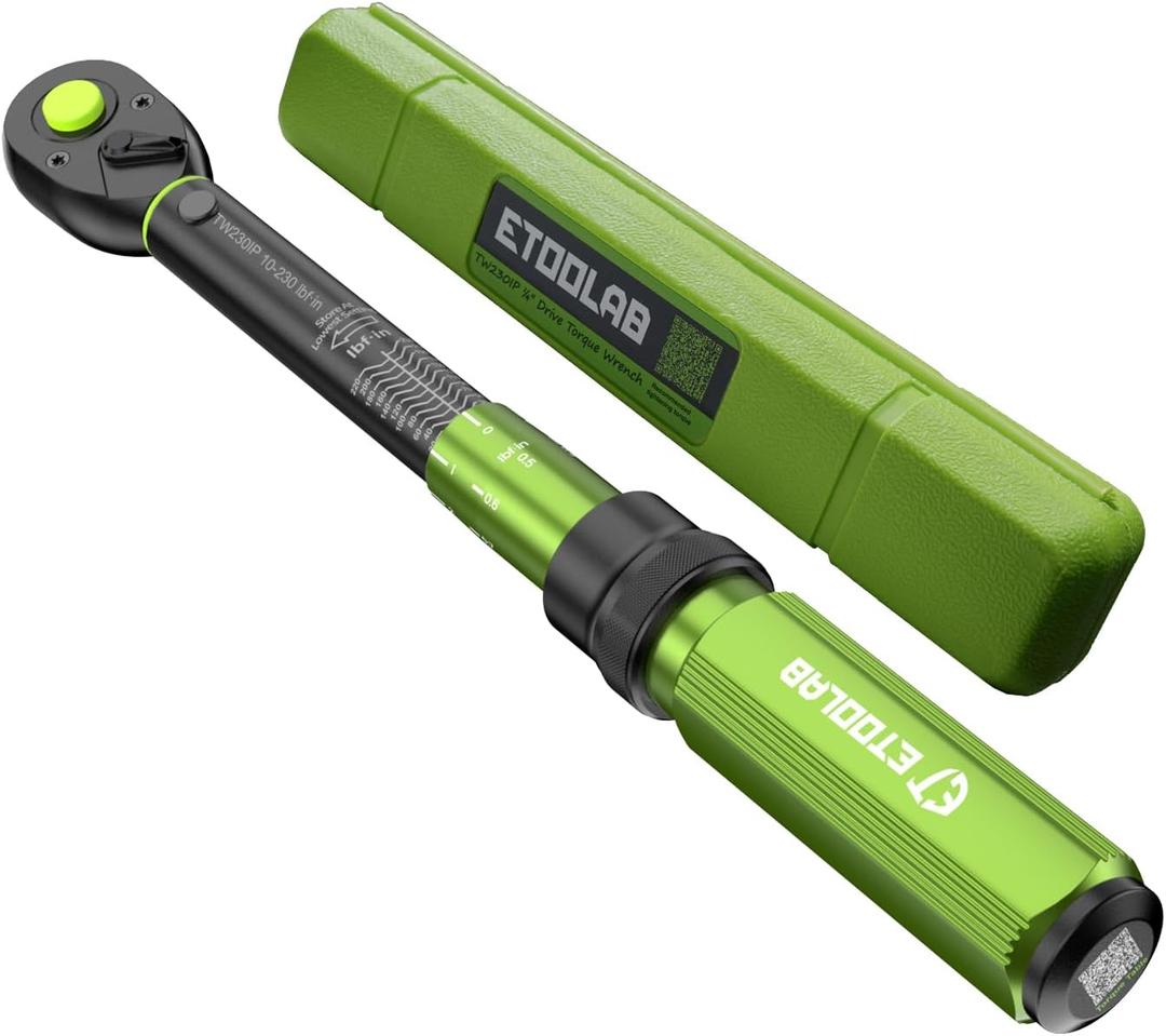 etoolab 1/4-Inch Drive Click Torque Wrench 10-230 in.lb/1-26 Nm, Dual-Direction Adjustable 72 Tooth Click Torque Wrench for MTB, E-Bike, Moto Maintenance