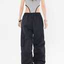 Cargo Parachute Pants Baggy Sweatpants for Women Drawstring Hip Hop Wide Leg Trousers Casual Joggers Y2k Streetwear (Black), 2XL