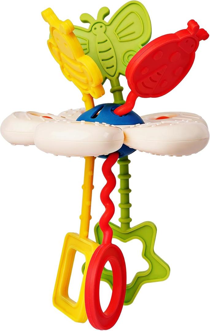 LiKee Montessori Toys for Baby Infant 18+ Months, Sensory Development Toys Silicone Pull String Toy Gift for Toddlers Travel Car Seat High Chair