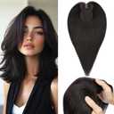 Rich Choices Hair Toppers for Women Real Human Hair Remy Hairs Toppers for Women with Thinning Hairs Crown Wispy Clip in Topper Hairpieces 14 Inch No Bang-#1B Natural Black