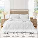 UNIKOME King Size Comforter Set White - Ultra Soft Boho Pintuck Down Alternative Bedding Set for All Seasons, 3 Pieces Lightweight Warm Pinch Pleat Bed Set with Comforter, 2 Pillowcases