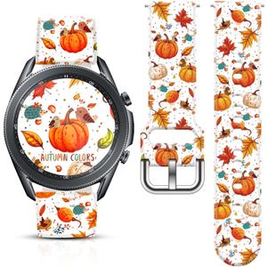 22mm Holiday Christmas Thanksgiving Watch Band Compatible with Samsung Galaxy Watch 46mm/Galaxy watch 3 45mm/Gear S3 Classic/Frontier Replacement Watch Strap (Autumn color White)