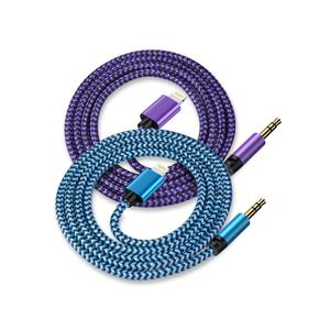 [2Pack/3.3ft] Lightning to 3.5mm iPhone Aux Cord, [Apple Mfi Certified] iPhone Aux Audio Cable for Car Home Stereo Speaker Headphone Compatible with iPhone 14 13 12 11 Pro Max Mini XR XS 8 iPad iPod (2*Blue, Purple)