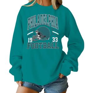 MNLYBABY Football Sweatshirt Women Game Day Sweatshirts Football Team Fans Pullover Long Sleeve Crew Neck Tops (Green, L)