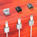 AGVEE 6 Pack Magnetic Cord Organizer Clips, 10mm Ultra-Thin Aluminum Cable Management Holder, 2 Pairs of Strong Magnets Keeper for Home Desk Office Gadgets Accessories, Residue-Free Tape, Silver
