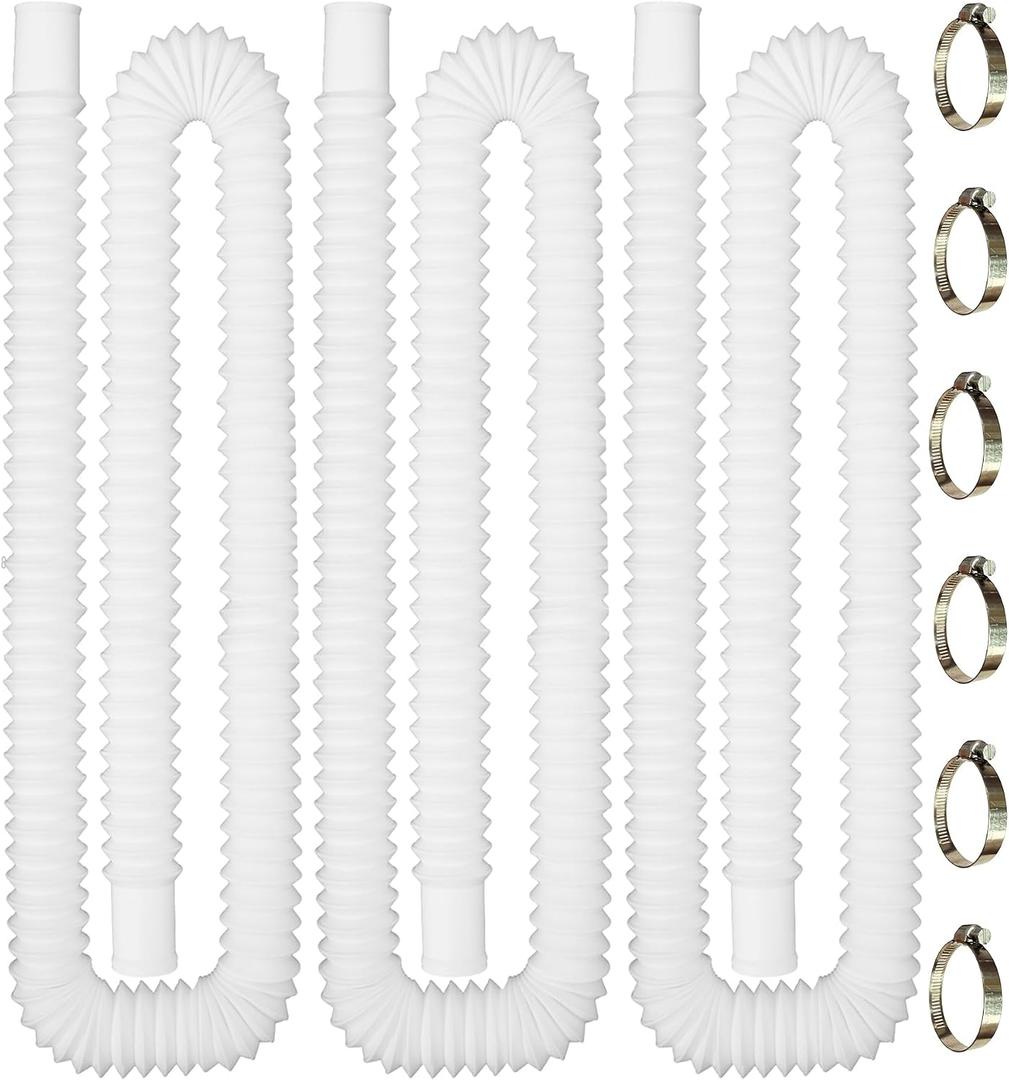 1.5 Inch Pool Hoses for Above Ground Pools, 1 1/2 Pool Hose, Pool Filter Pump Hoses, with 6 Metal Clamps, 3 Packs