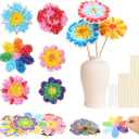 Fennoral 24 Pack Flower Poke in Art for Kids Make You Own Flower Bouquet Craft Kit DIY Poke EVA Foam Craft for Girls Boys for Classroom Art Activity Mother's Day Decoration MOM Gift